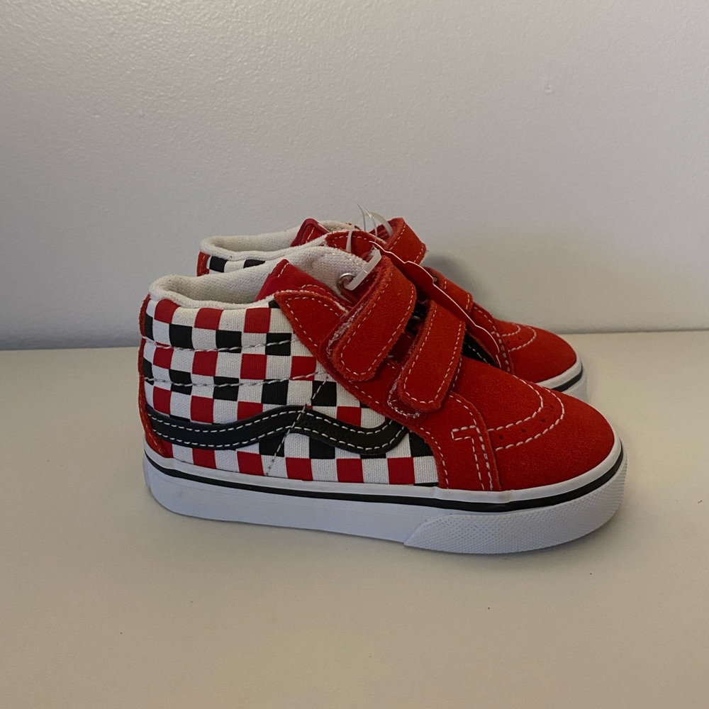 Vans Toddler Size 7 New Red/Black/White Checkered Shoes
